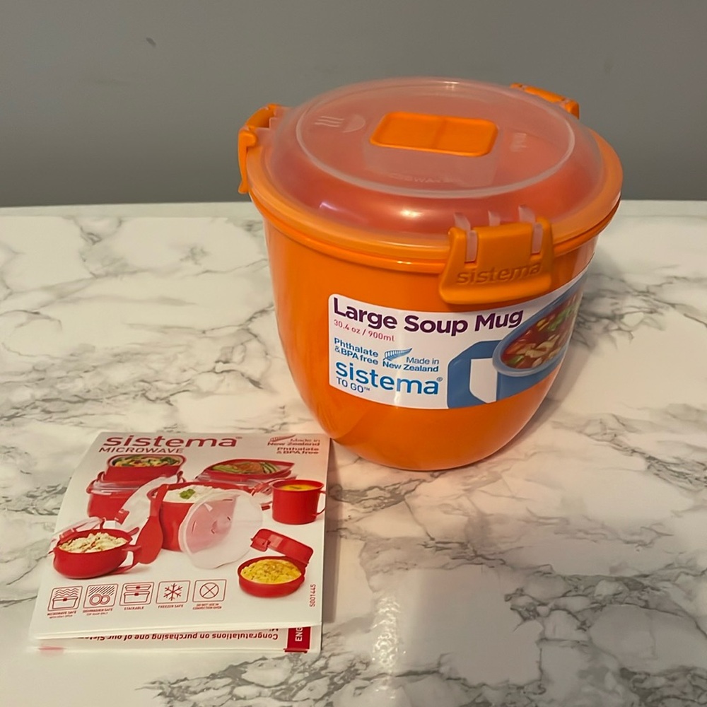 Sistema To Go Collection Soup Mug Large 30.4 oz  NWT Orange
